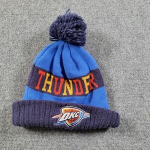 Oklahoma City Thunder Beanie Cap Adult Blue Navy NBA Basketball Pom Knit Hat